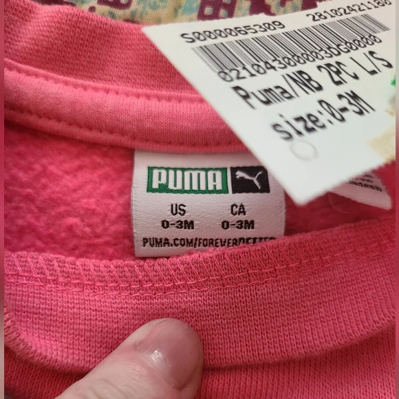 Puma‎ Outfit Newborn Sweatshirt And Pants Pink And Gray - Picture 13 of 15